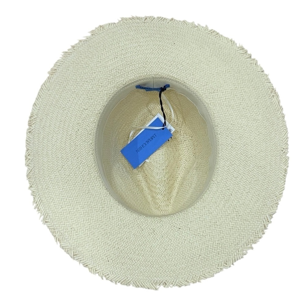 J. McLaughlin NWT Women’s Offshore Straw Hat Natural $148 Rope Trim Gold Beads - Picture 7 of 11